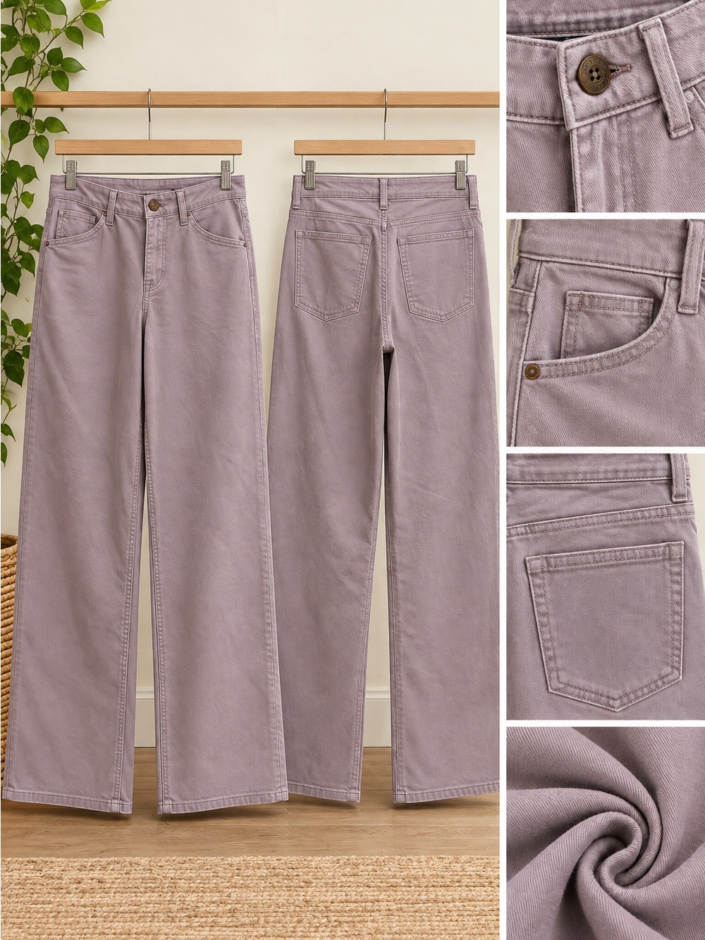 J Crew Women's Lavender Wide-Leg Jeans